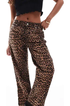 Miss Selfridge Vaqueros de pernera recta con estampado de leopardo de -Multicolor