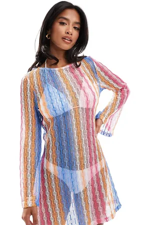 Extro & Vert Petite Vestido corto a rayas de colores de croché de -Multicolor