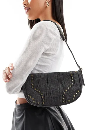 ONLY Bolso de mano vaquero gris lavado con detalle de tachuelas de