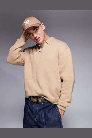 ASOS Polo de corte cuadrado extragrande de punto de - neutro