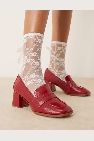 New Look Mocasines rojos de tacón de