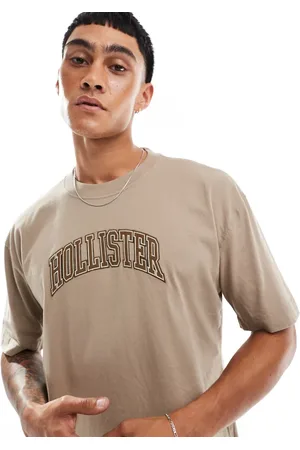 Hollister Camiseta color tostado de corte cuadrado con logo universitario técnico de tejido grueso de -Marrón