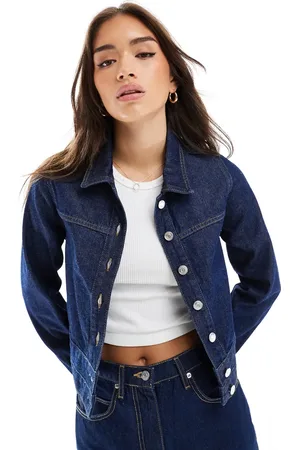 ASOS Chaqueta vaquera añil con cinturilla doble de