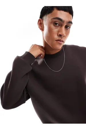 ASOS Sudadera marrón de corte cuadrado extragrande de tejido efecto neopreno de