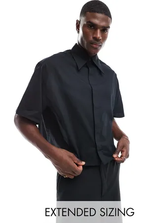 ASOS Camisa corta negra de corte cuadrado con cuello de estilo años 70 de popelina de