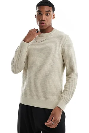 Only & Sons Jersey beis con cuello redondo de punto gofrado de -Blanco