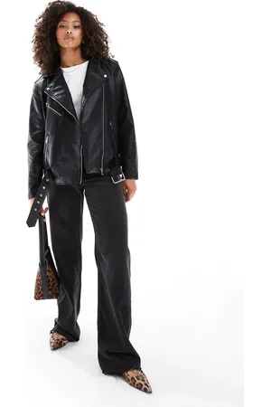 VERO MODA Chaqueta biker extragrande de cuero sintético de