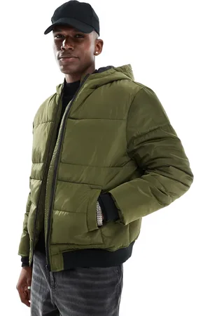 Another Influence Chaqueta bomber verde guateada con cremallera de