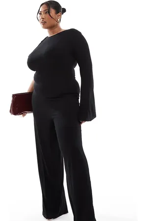 ASOS Mono largo asimétrico de pernera ancha con lazada en el hombro de ASOS DESIGN Curve