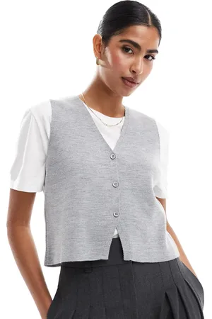 ASOS Chaleco con cuello de pico de punto compacto de