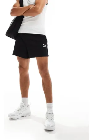 PUMA Pantalones cortos negros de canalé Classics de