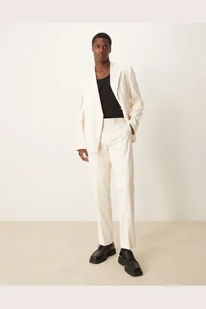 ASOS Pantalones de traje color de corte slim con patrón geométrico de jacquard de -Blanco