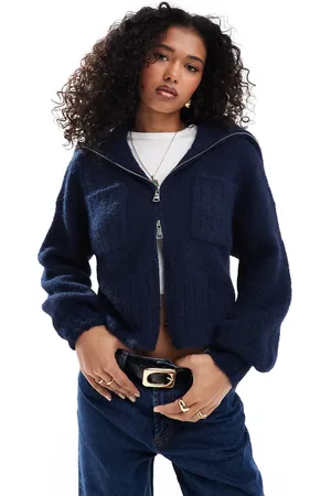 ASOS Cárdigan con cremallera, bolsillos y detalle de solapas de