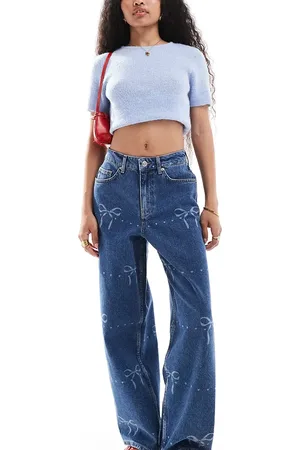 Miss Selfridge Vaqueros holgados con estampado de lazos de -Azul