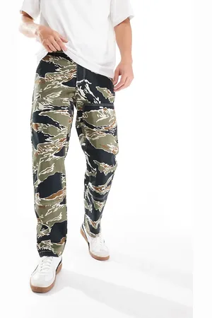 Only & Sons Pantalones negros holgados de estilo worker con estampado de camuflaje estilo tigre de