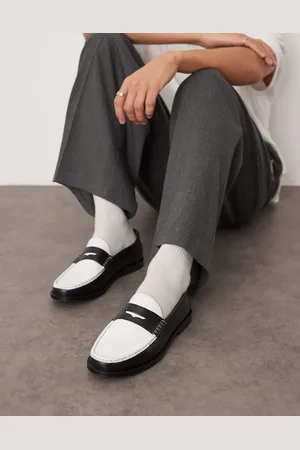 ASOS Mocasines negros y blancos de cuero de