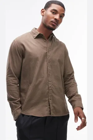SELECTED Camisa color tostado oscuro extragrande de -Marrón