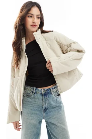 ASOS Chaqueta color acolchada extragrande con cuello alzado de -Negro