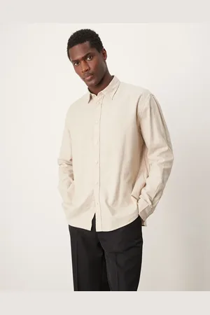 SELECTED Camisa color crema de corte cuadrado extragrande de -Blanco