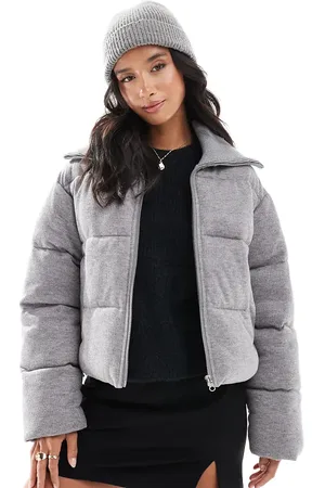 ASOS Chaqueta acolchada con solapas de punto y pana de ASOS DESIGN Petite