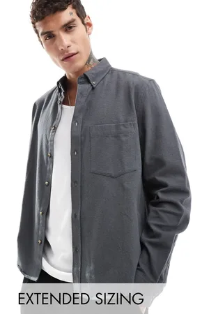 ASOS Camisa Oxford verde de corte cuadrado holgado con acabado cepillado de