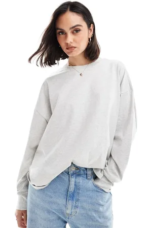Abercrombie & Fitch Camiseta gris extragrande de manga larga de