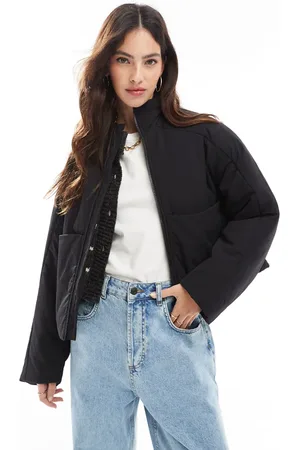 ASOS Chaqueta negra acolchada extragrande con cuello alzado de