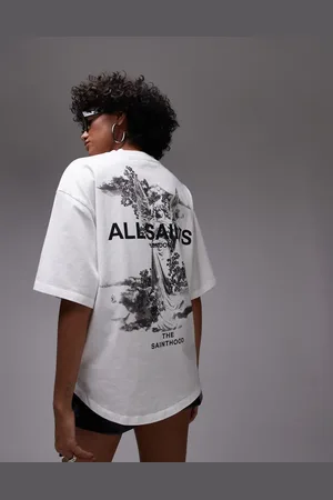 AllSaints Camiseta blanca extragrande con estampado en la espalda Guardian Amelie de