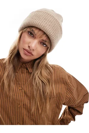 ASOS Gorro color galleta con doble vuelta de punto grueso de