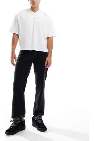 Kickers Vaqueros azul lavado de pernera ancha y estilo worker con logo bordado de