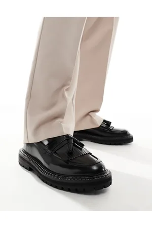 ASOS Mocasines negros con ribetes en contraste de cuero de