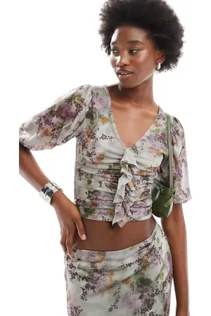 Miss Selfridge Blusa con y mangas abullonadas de -Multicolor