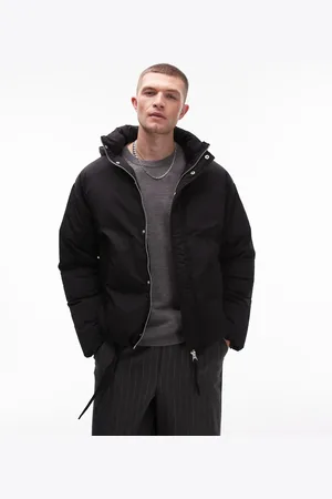 Topman Chaqueta de plumas negra con solapas de