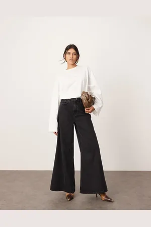 ASOS Vaqueros negro lavado de talle alto y pernera ancha Reece de -Azul