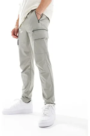 River Island Pantalones cargo grises de corte pitillo de