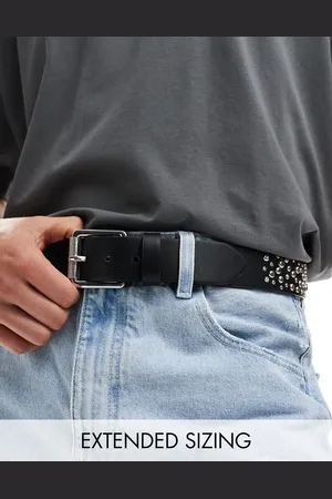 ASOS Cinturón de cuero sintético con detalle de tachuelas y cristales de -Rojo