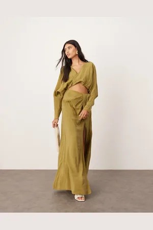 ASOS Vestido largo de manga larga con detalle drapeado de