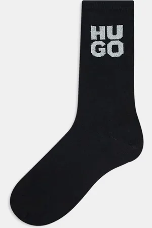HUGO BOSS Pack de regalo de 2 pares de calcetines negros con logo de purpurina de HUGO Bodywear