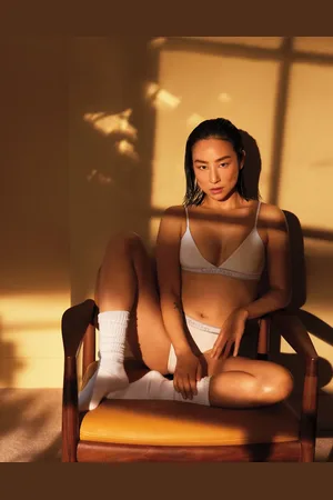 Calvin Klein Bralette color con banda y detalle dorado del logo de algodón Tonal Logo de -Blanco