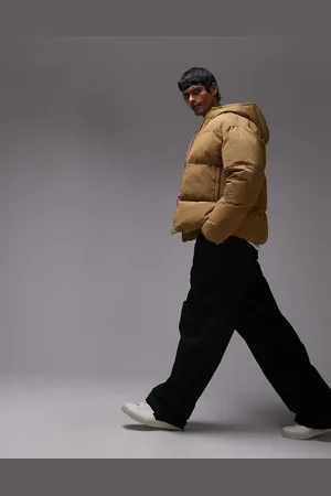 Topman Chaqueta amarillo acolchada con capucha de tejido texturizado de