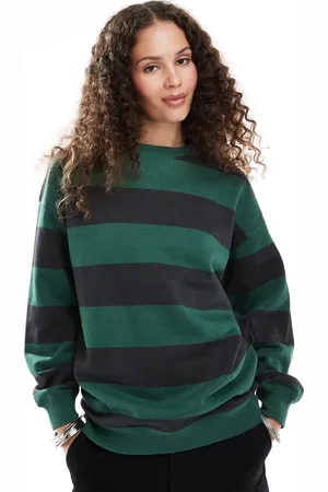 Daisy Street Sudadera verde y a rayas holgada de -Multicolor