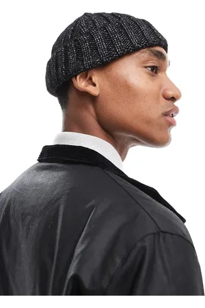 ASOS Gorro pequeño gris y negro de punto inglés de