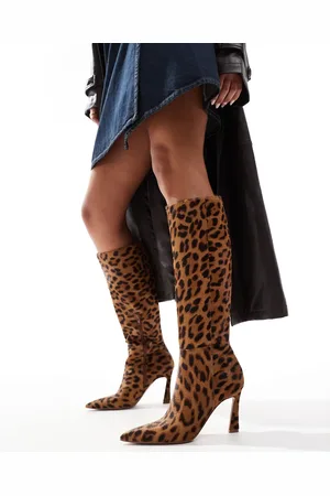 ASOS Botas por la rodilla de tacón con estampado de de cuero Create de -Multicolor