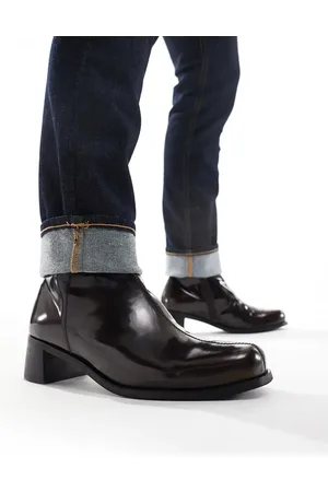 ASOS Botas marrones de tacón de cuero pulido de