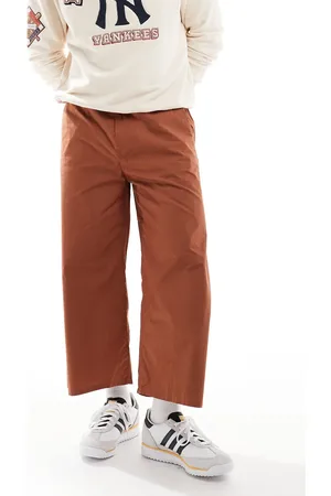 Only & Sons Pantalones capri marrón lavado de pernera barrel de