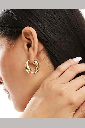 Aldo Pendientes de aro dorados con diseño fundido de acero inoxidable de