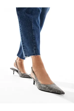 ASOS Zapatos grises de tacón medio con estampado de leopardo Sharp de