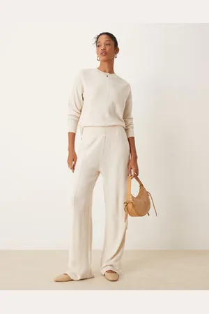VILA Pantalones color crema de punto de (parte de un conjunto)-Blanco