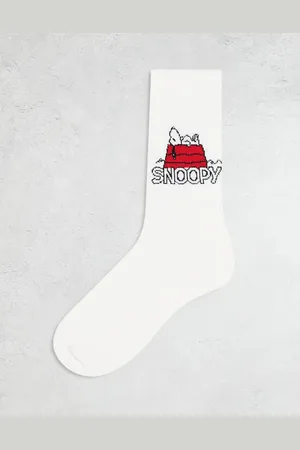 ASOS Calcetines blancos con estampado artístico de Snoopy durmiendo de