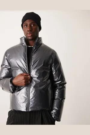 ASOS Chaqueta acolchada gris metalizado de